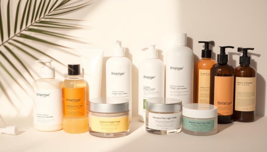A close-up, macro-style photograph of a variety of moisturizing body lotions and creams arranged on a plain, light-colored background. The lotions should have a range of packaging, including tubes, jars, and bottles, showcasing different formulations and textures suitable for hot weather. The lighting should be soft and diffused, creating a clean, minimalist aesthetic that highlights the natural colors and textures of the products. The focus should be on capturing the visually appealing and functional aspects of the lotions, conveying a sense of practicality and effectiveness for use in warm, humid conditions. A close-up, macro-style photograph of a variety of moisturizing body lotions and creams arranged on a plain, light-colored background. The lotions should have a range of packaging, including tubes, jars, and bottles, showcasing different formulations and textures suitable for hot weather. The lighting should be soft and diffused, creating a clean, minimalist aesthetic that highlights the natural colors and textures of the products. The focus should be on capturing the visually appealing and functional aspects of the lotions, conveying a sense of practicality and effectiveness for use in warm, humid conditions.